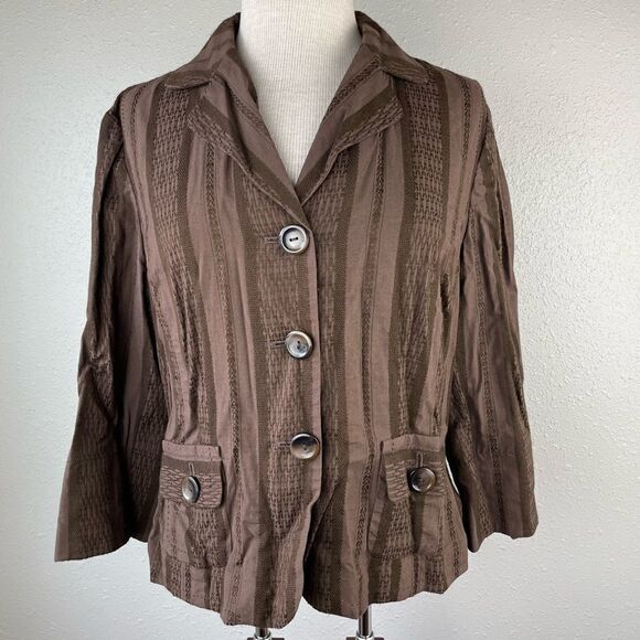 Nine & Company Brown Button Down Jacket Size 12 EUC - Picture 1 of 7